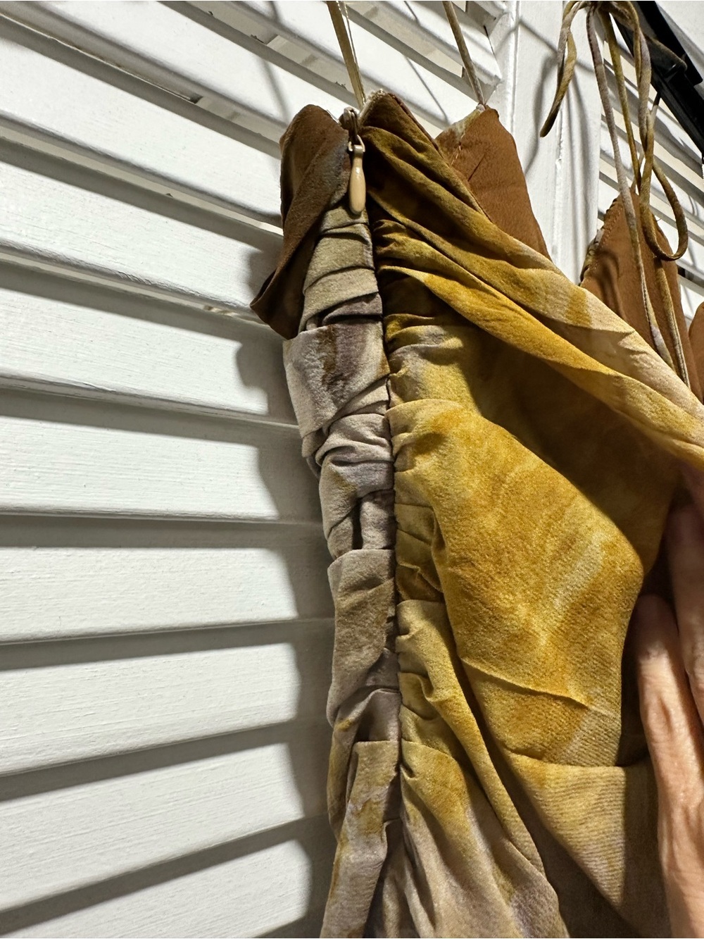 Zara Marbled Silk Maxi Ruched Dress - Picture 5 of 11
